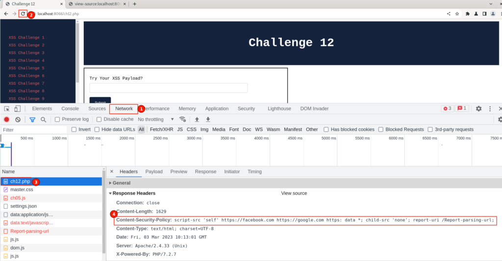 Challenge 12: XSS CSP bypass through remote payload