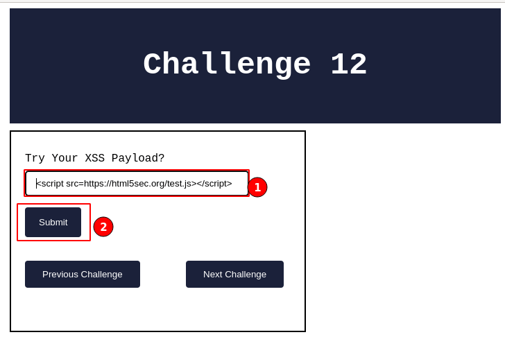 Challenge 12: XSS CSP bypass through remote payload